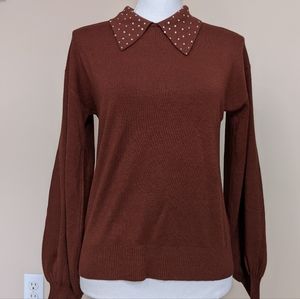 LIV Rhinestone Collar Sweater SMALL